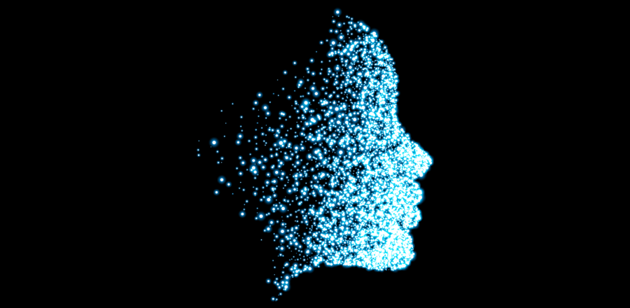 user experience design for nonprofit - image representing artificial intelligence - human head represented with points of light