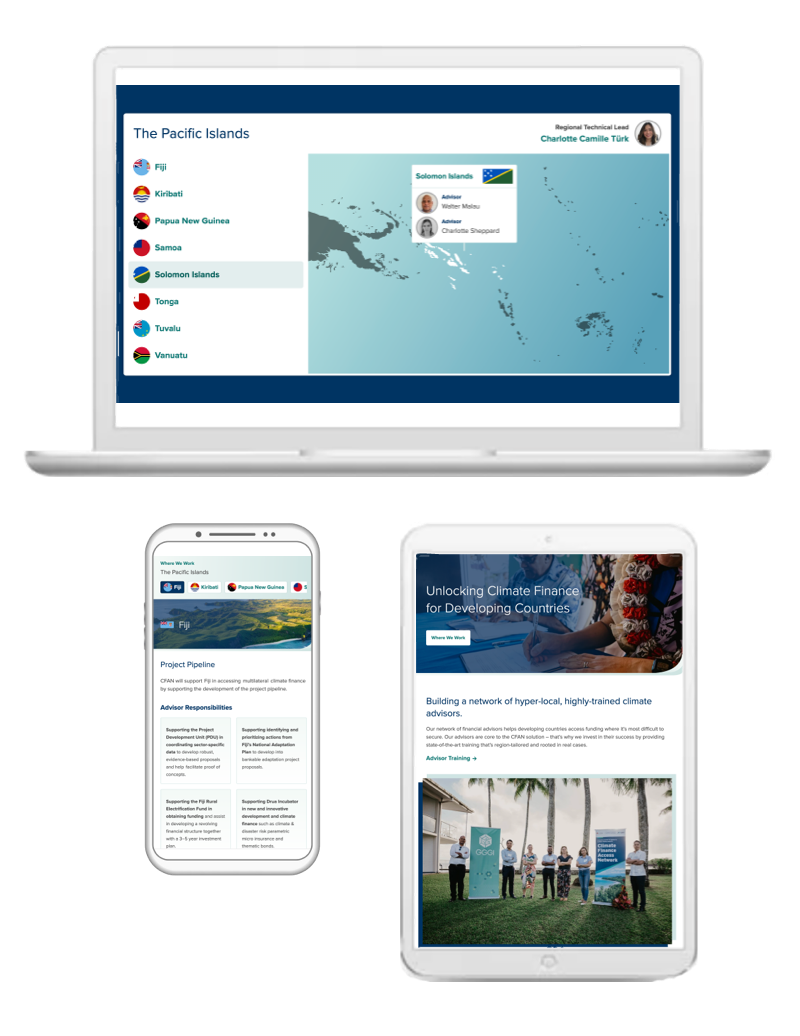 image of various webpages displayed on a laptop, tablet, and cell phone